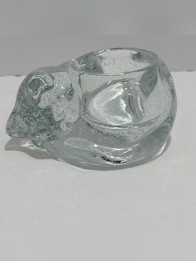 Glass Sleeping Cat Tealight Holder
